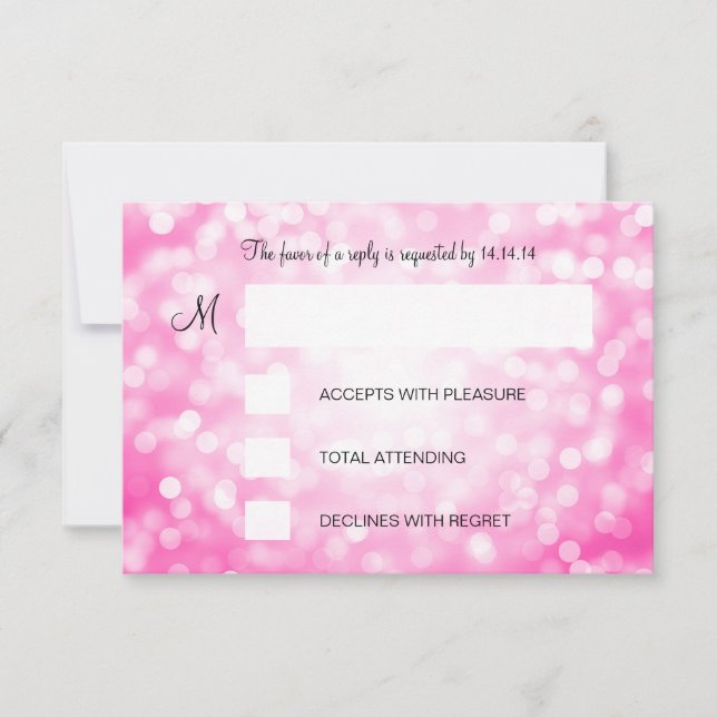 Sweet 16 Birthday RSVP Pink Glitter Lights (Front)