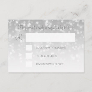 Sweet 16 Birthday RSVP Silver Bokeh Sparkle Lights Card