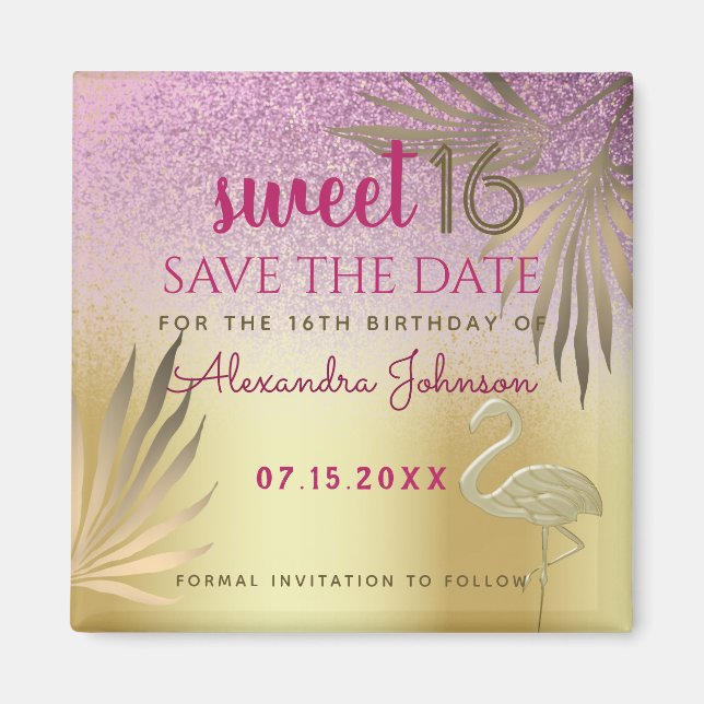 Sweet 16 Birthday Save The Date Magnet (Front)