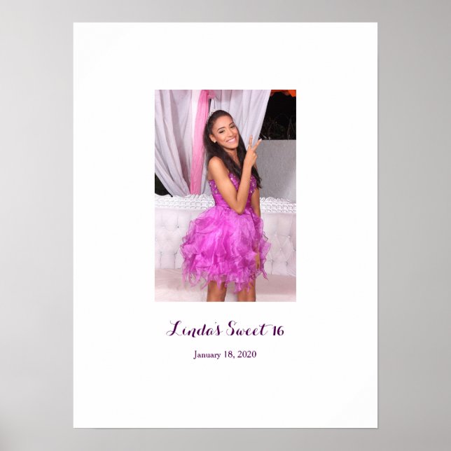Sweet 16 birthday Sign In Party Board 16th (Front)