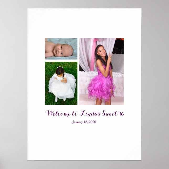 Sweet 16 birthday Sign In Party Board 16th 3 photo (Front)