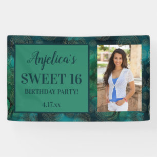 Sweet 16 Birthday Teal Green Photo Banner