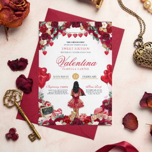 Sweet 16 Birthday Valentines Theme Party Invitation