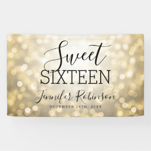 Sweet 16 Birthday Welcome Gold Glitter Lights Banner