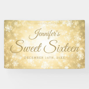 Sweet 16 Birthday Welcome Gold Winter Wonderland Banner