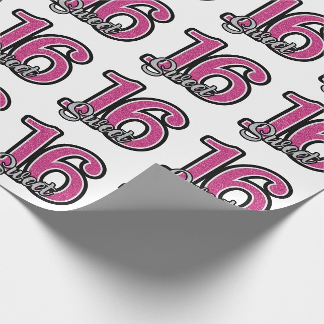 Sweet 16 Birthday Wrapping Paper (Corner)