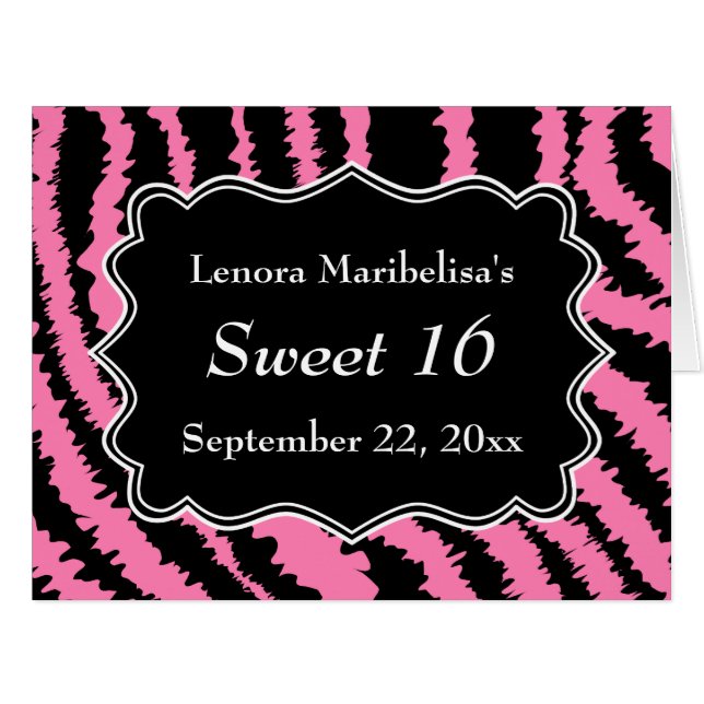Sweet 16 Black and Pink Zebra Pattern (Front Horizontal)