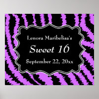 Sweet 16 Black and Purple Zebra Pattern