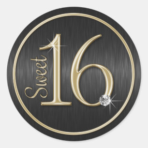 Sweet 16 Black/Gold Envelope Seal Stickers