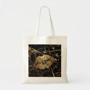 Sweet 16 Black Gold Marble Lips Personalised Tote Bag
