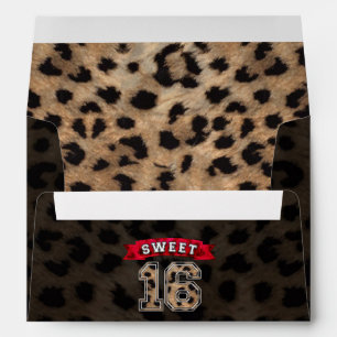Sweet 16 Black & Leopard Print Party Envelope