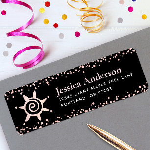 Sweet 16 Black Pink Rose Gold Birthday Address Return Address Label