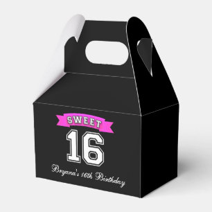 Sweet 16 Black & Pink Sports Birthday Party Favour Box