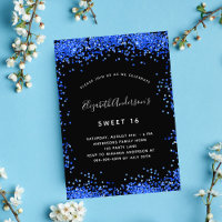 Sweet 16 black royal blue sparkles