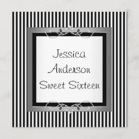 Sweet 16 Black & White Stripe Jewel Frame Party