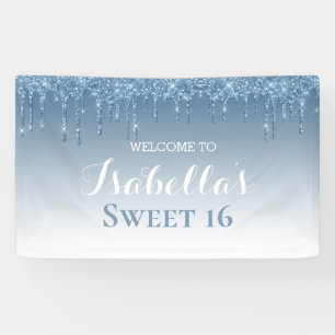 Sweet 16   Blue Dripping Glitter Banner