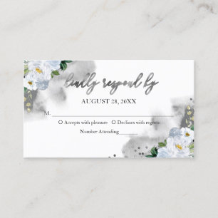 Sweet 16 Blue Watercolor Floral RSVP Enclosure Business Card