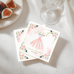 Sweet 16 Blush Floral Pink Dress Napkin