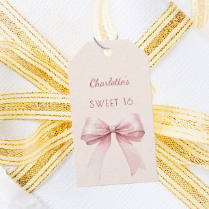 Sweet 16 blush pink bow ivory DIY Gift Tags