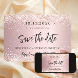 Sweet 16 blush pink glitter party save the date<br><div class="desc">A Save the Date card for a Sweet 16,  16th birthday party. A blush pink metallic looking background decorated with rose gold faux glitter dust. Personalise and add a date and name/age.  The text: Save the Date is written with a large trendy hand lettered style script with swashes.</div>