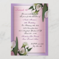 Sweet 16 calla lily birthday invitation elegant