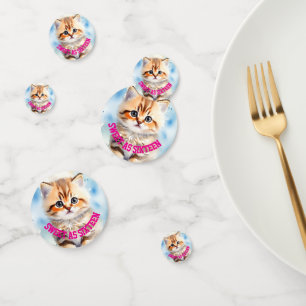 Sweet 16 Cat Image Text Confetti