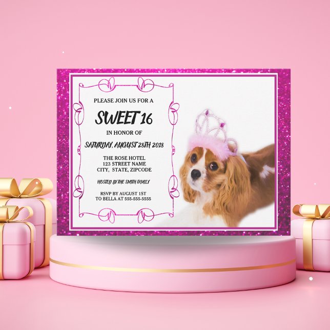 Sweet 16 Cavalier King Charles Spaniel Invitation (Creator Uploaded)