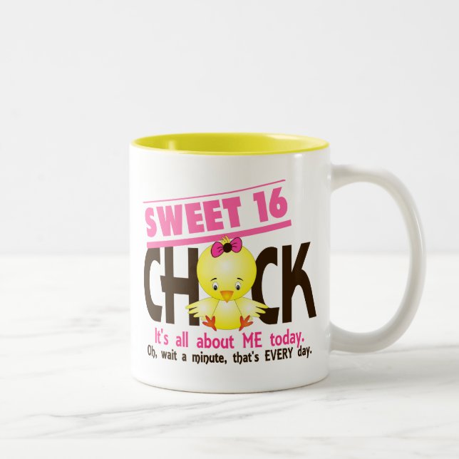 Sweet 16 Chick 3 Two-Tone Coffee Mug (Right)
