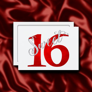 Sweet 16   Classic Red and White Grunge Watercolor Invitation