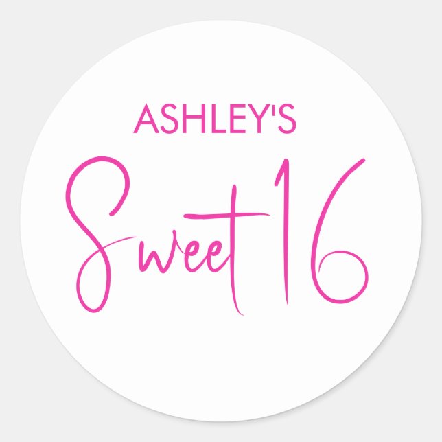 Sweet 16 classic round sticker (Front)