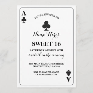 Sweet 16 Clubs Playing Card Vegas Birthday Ace