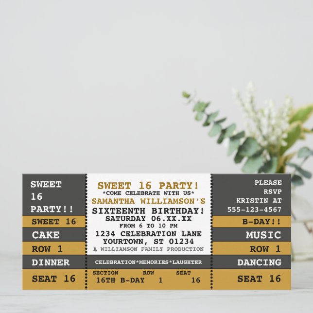 Sweet 16 Concert Ticket Invitation (Standing Front)