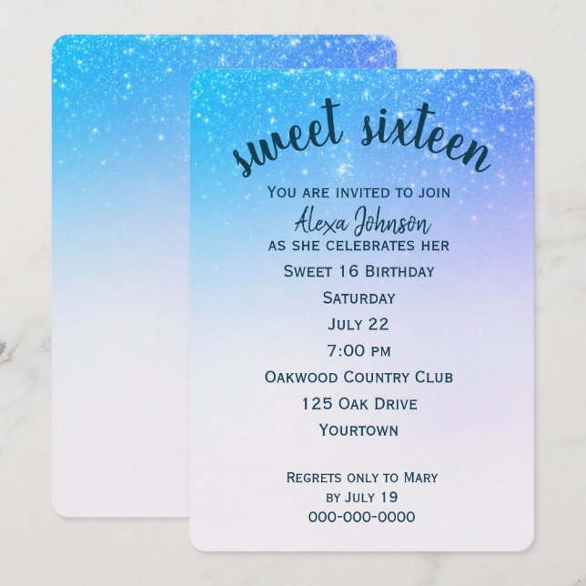 Sweet 16 Confetti Glitter Invitation (Front/Back)