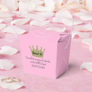 Sweet 16 Crown Bible Verse pink and Gold Favour Box
