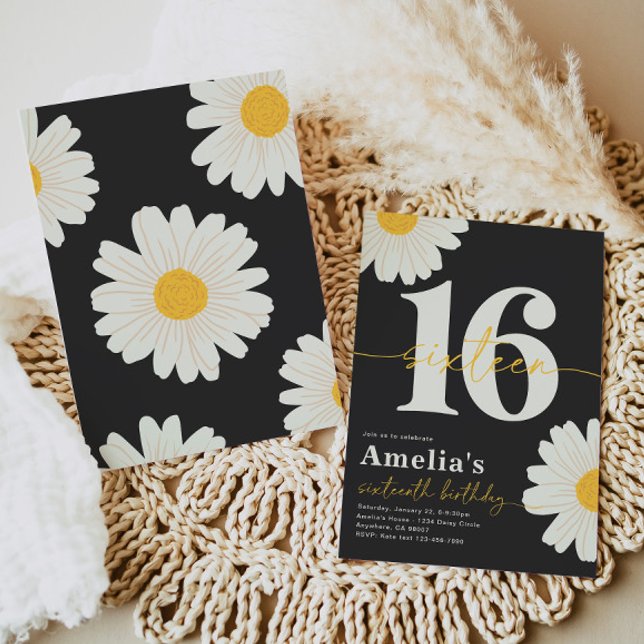 Sweet 16 Daisy Birthday Invitation (Creator Uploaded)