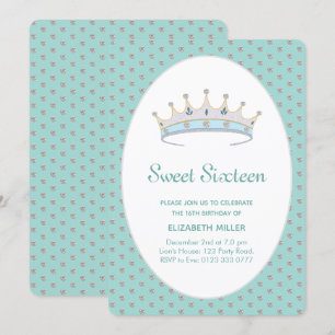 Sweet 16 Diamond Princess Birthday Party Invitation