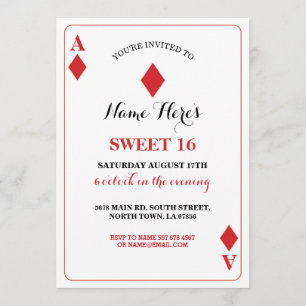 Sweet 16 Diamonds Playing Card Vegas Birthday Ace