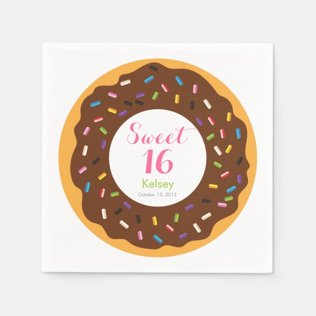 Sweet 16 Doughnut Napkin (Front)