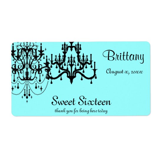 Sweet 16, Elegant, Custom Water Bottle Shipping Label