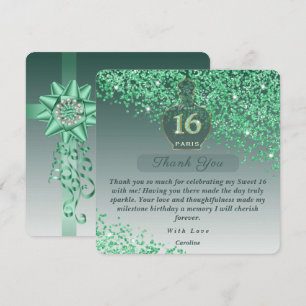 Sweet 16 Emerald Fragrance Studio Thank You Card