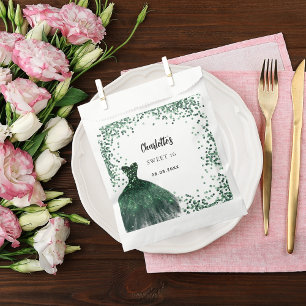 Sweet 16 emerald green dress Thank You Favour Bag