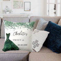 Sweet 16 emerald green dress white name