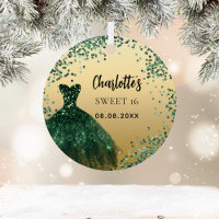 Sweet 16 emerald green gold dress