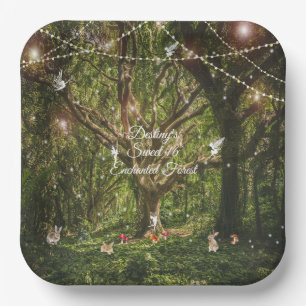 Sweet 16 Enchanted Forest Bunnies Fairies Lights  Paper Plate