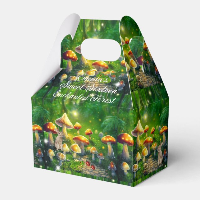 Sweet 16 Enchanted Forest Rabbits Frogs Mushroom Favour Box (Front Side)