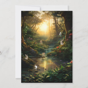Sweet 16 Enchanted Forest River Bunny Fairy  Invitation