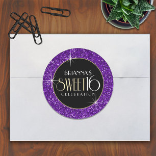 Sweet 16 Faux Purple Glitter Envelope Seal