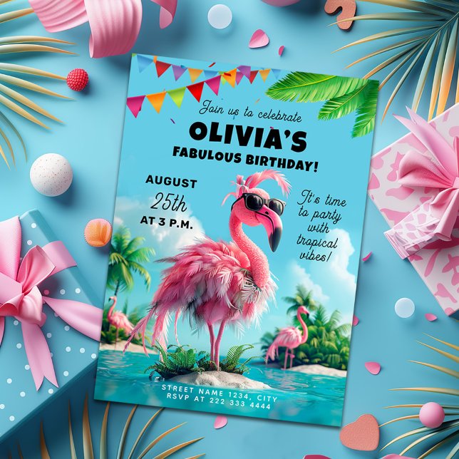 Sweet 16 Flamingo Pool Party Birthday Bash Invitation (Creator Uploaded)
