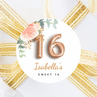 Sweet 16 floral rose gold eucalyptus monogram