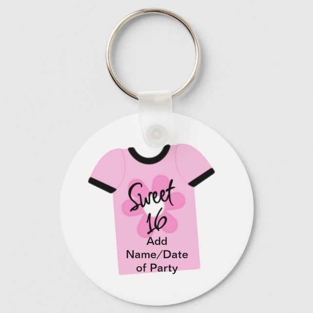 Sweet 16 Flower Power Favours,Gifts,Invites Key Ring (Front)